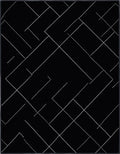 Modern Black White Geometric Line Rug