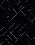 Modern Black White Geometric Line Rug