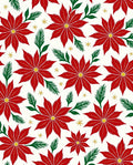 Crimson Red Poinsettia Festive Garland Rug