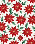 Crimson Red Poinsettia Festive Garland Rug