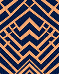 Deep Navy Peach Geometric Angles Rug