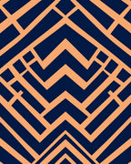 Deep Navy Peach Geometric Angles Rug
