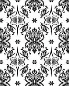 Black White Floral Ornamental Swirl Accents Rug