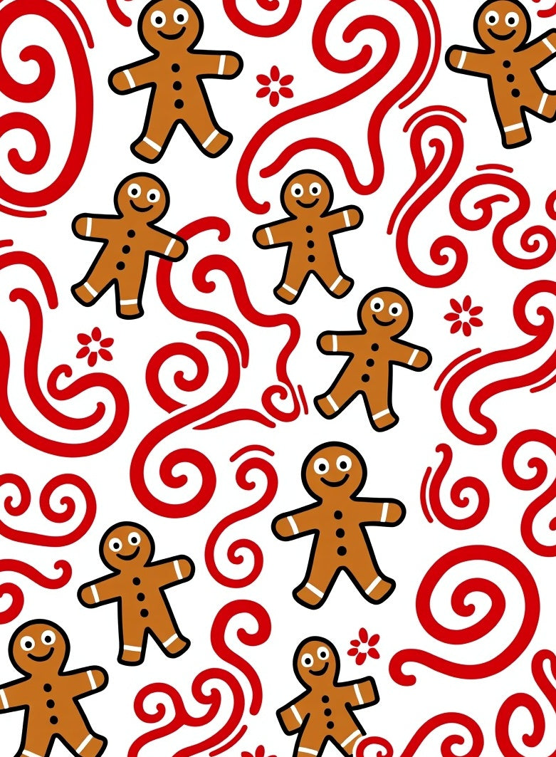 Whimsical Gingerbread Man Swirl Red Rug