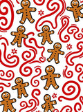Whimsical Gingerbread Man Swirl Red Rug