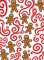 Whimsical Gingerbread Man Swirl Red Rug