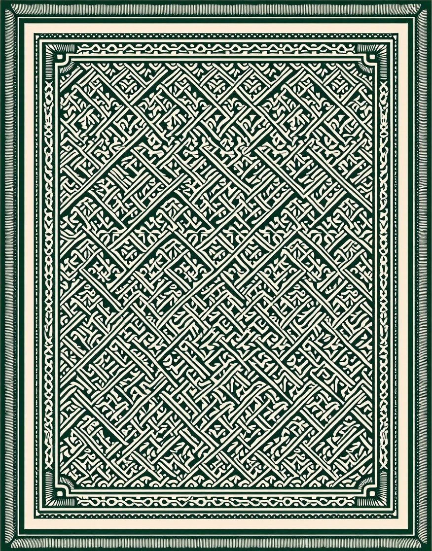 Deep Emerald Interlocking Knot Rug