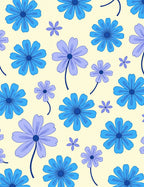 Retro Blue Lavender Daisy Meadow Rug