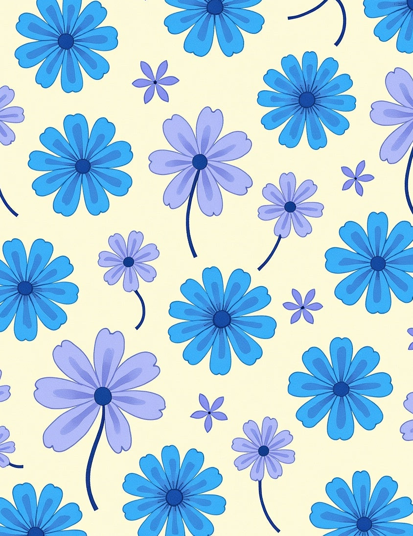 Retro Blue Lavender Daisy Meadow Rug