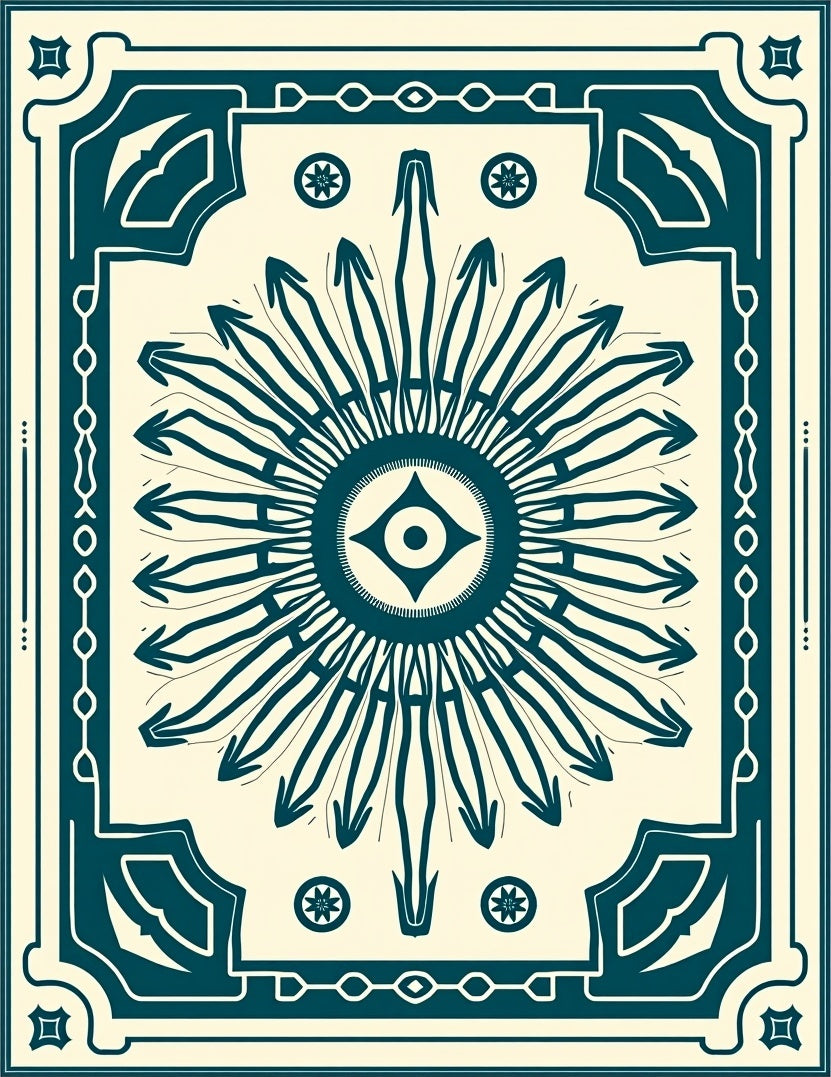 Teal Eye Sunburst Frame Rug