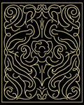 Elegant Gold Filigree Scrollwork Rug