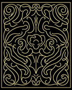 Elegant Gold Filigree Scrollwork Rug