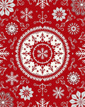 Crimson Ivory Snowflake Mandala Medallion Rug