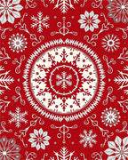 Crimson Ivory Snowflake Mandala Medallion Rug