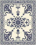 Classic Navy Ivory Floral Medallion Rug