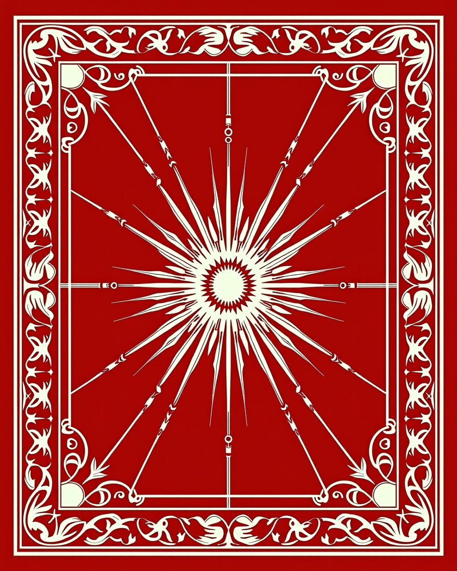 Crimson Radiant Sunburst Border Rug