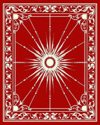Crimson Radiant Sunburst Border Rug
