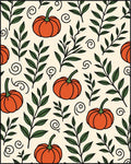 Autumn Pumpkin Leaf Swirl Rug