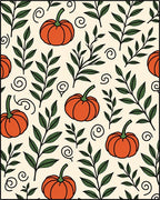 Autumn Pumpkin Leaf Swirl Rug
