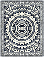 Monochromatic Navy Circle Geometric Rug