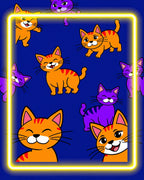 Orange Purple Cat Crew Collage Rug
