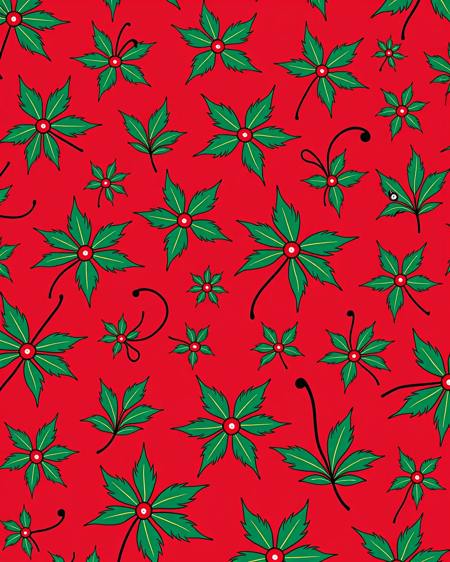 Christmas Scarlet Leaf Arrangement Rug