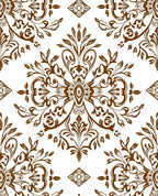 Rich Brown Damask Floral Medallion Rug