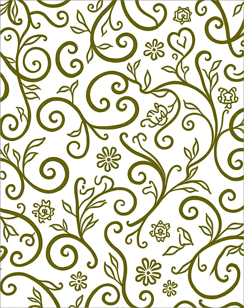 Vineyard Heart Swirl Floral Vines Rug