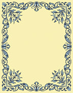 Art Nouveau Blue Floral Border Rug
