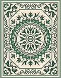 Emerald green floral octagon medallion Rug