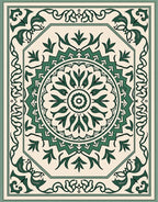 Emerald green floral octagon medallion Rug