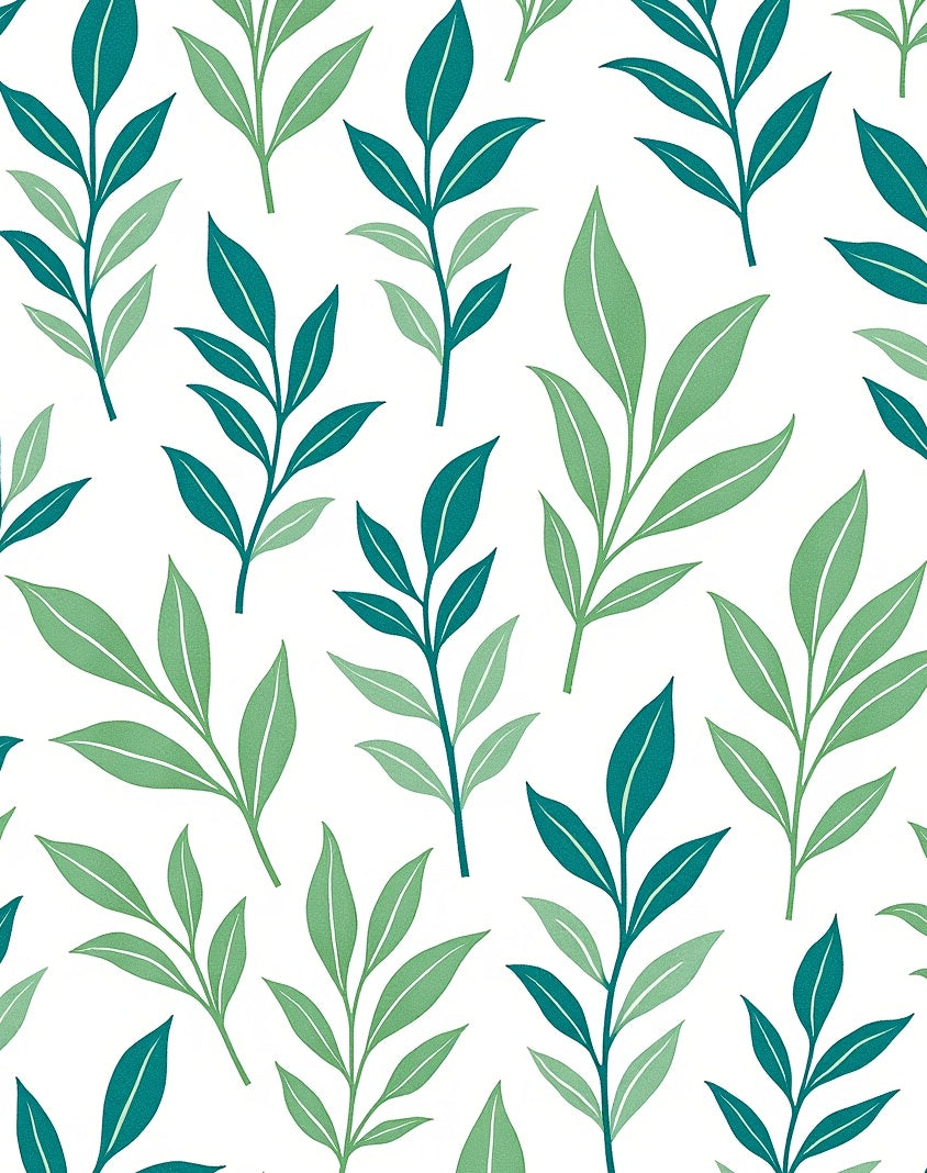 Teal And Green Leafy Branches Rug