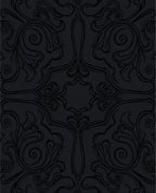 Dark Gray Baroque Swirl Floral Rug