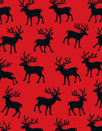 Bold Black Reindeer Red Background Rug