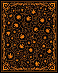 Orange Leaf Cell Network Border Rug