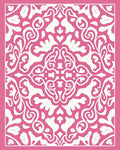 Pink White Floral Damask ScrollRug Rug