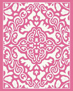 Pink White Floral Damask ScrollRug Rug