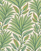 Green Fern Leaf Botanical Illustration Rug