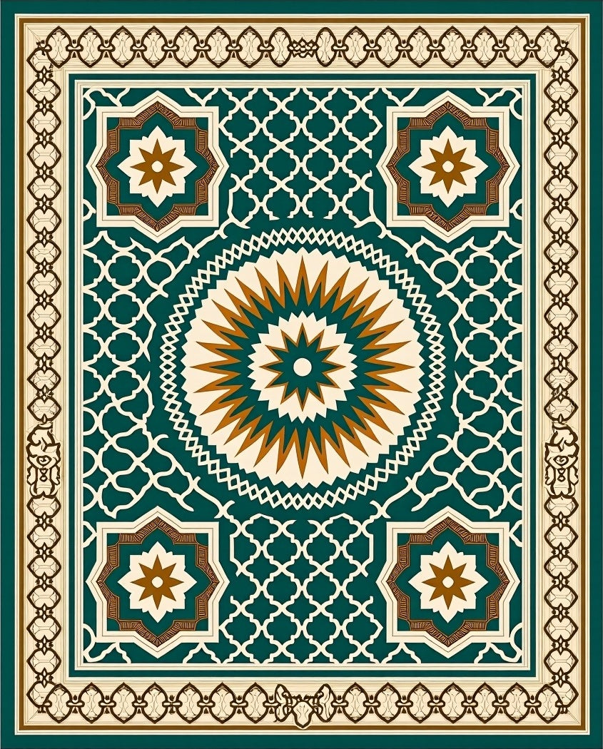 Emerald Gold Starburst Medallion Rug