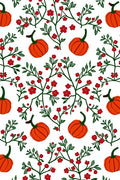 Orange Pumpkin Red Floral Vine Rug