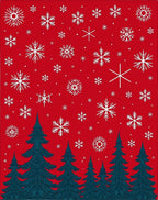 Winter Snowflakes and Teal Evergreen Trees Rug