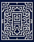 Navy White Geometric Labyrinth Rug