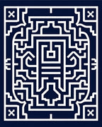 Navy White Geometric Labyrinth Rug
