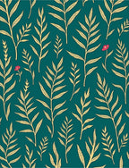 Teal Gold Fern Leaf With Flower Rug
