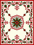 Crimson Green Floral Medallion Border Rug