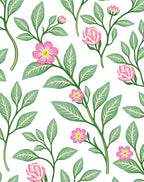 Pink Blossom Green Leaf Arrangement Rug