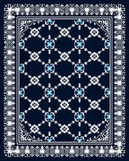 Midnight Blue Floral Lattice Charm Rug