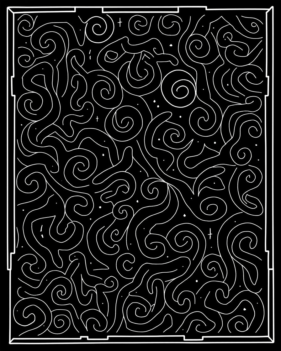 Abstract Black White Swirl Lines Rug