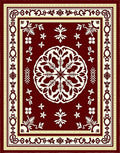 Deep Red Ornate Floral Lattice Rug