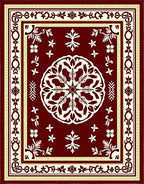 Deep Red Ornate Floral Lattice Rug